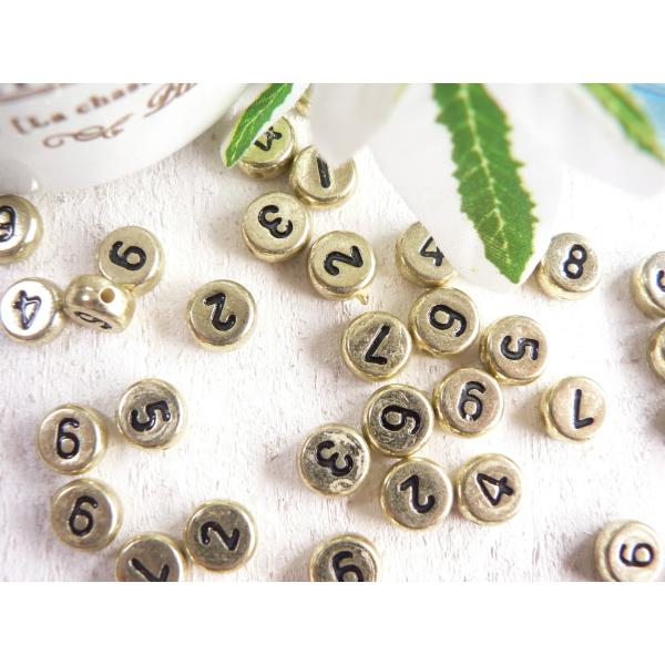 ビーズ 数字 ナンバー 金 ゴールド 100個 ＃686 : ブーブーハウス
