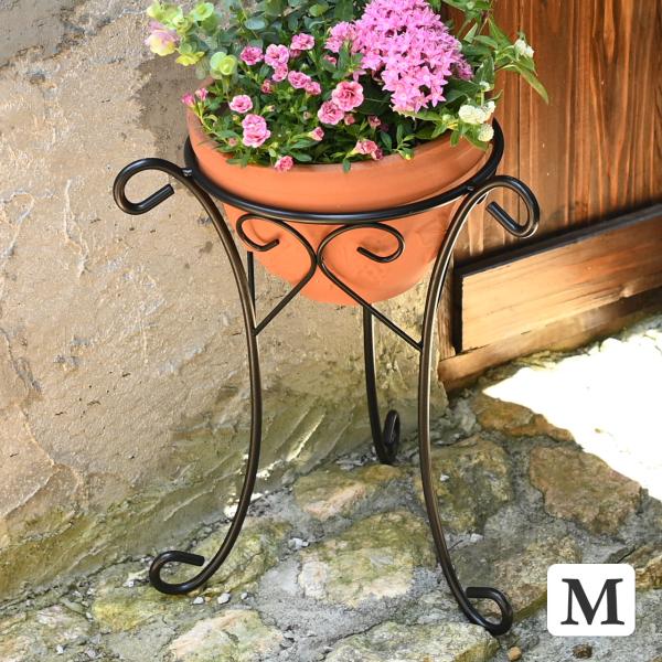 フラワースタンド アイアン製 Mサイズ ブラック 花台 屋外 ワイヤー