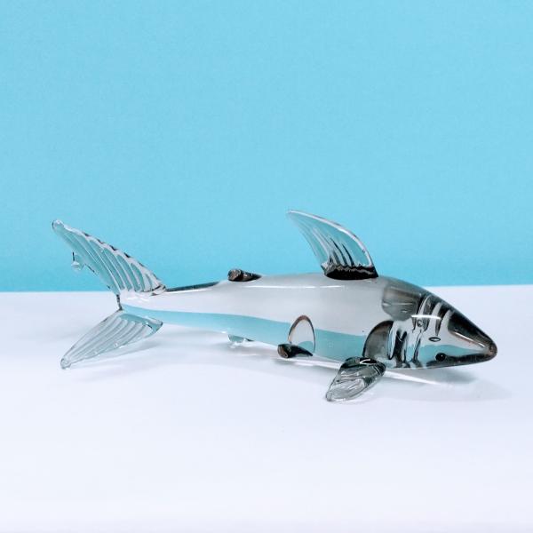 ガラス細工 サメ（LL) ミニチュア 置物 雑貨 水族館 海 小物 : きたの