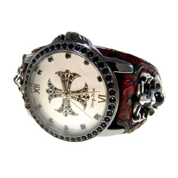 DeepZone』 レッドパイソンレザーブレスウォッチ 腕時計 : ブルー