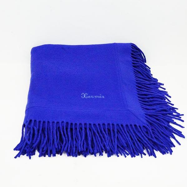 HERMES（エルメス） ブランケット パープル 青紫 大判 ウール カシミヤ