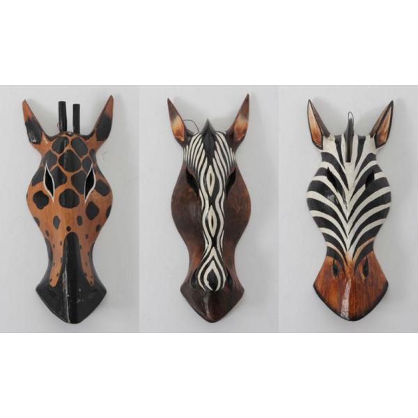 木彫りアニマルお面 お面 動物 アフリカ アニマル 壁掛け オブジェ
