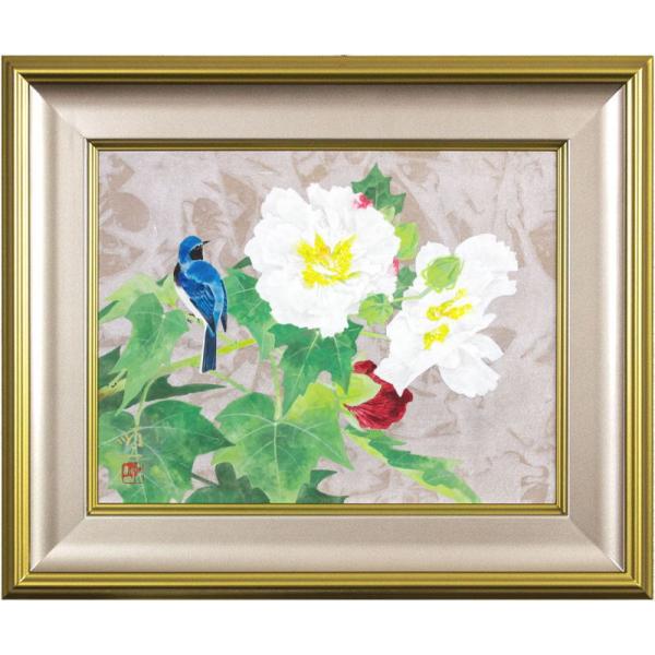 後藤順一 「 酔芙蓉 」 日本画 F6 ( 6号 ) 絵画 肉筆 真筆 手描き 花鳥