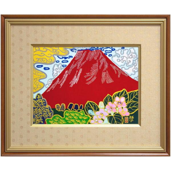 片岡球子 「 箱根うつぎの咲く頃 」 木版画 版画 日本画 絵画 富士山