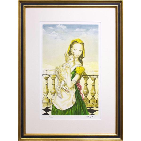 藤田嗣治 「 バルコニーの猫と少女 Jeune fille au chat balcon