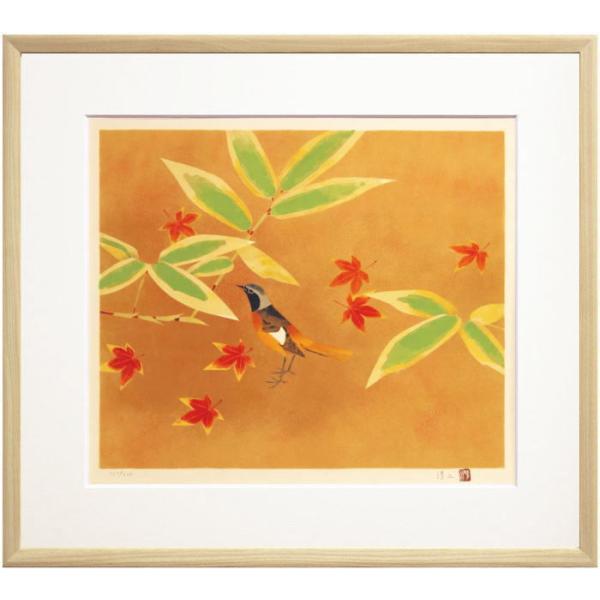 上村淳之 『常鶲』(じょうびたき：尉鶲) オリジナルリトグラフ(石版画