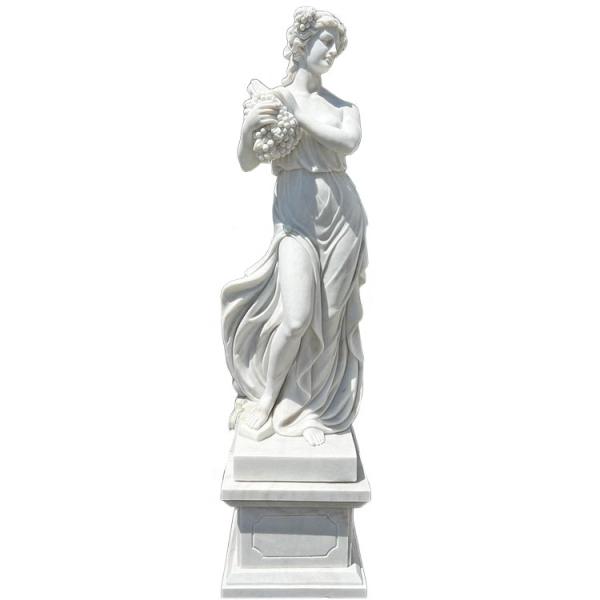 天然大理石彫刻 葡萄を抱えるヴィーナス (夏) H200cm 石像 女性 女神