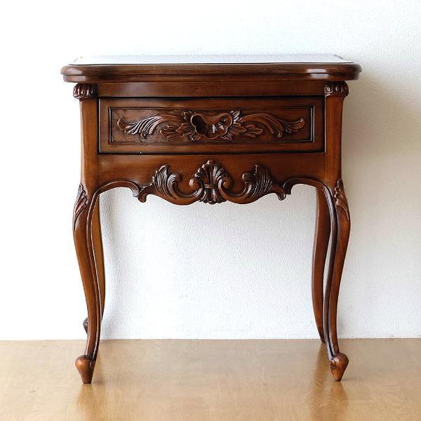 サイドチェスト アンティーク 木製 収納 電話台 花台 天然木 ベッド