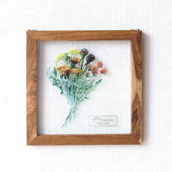 ウォールアートパネル 花 ガラス 壁掛け インテリア 木製 額縁 壁飾り