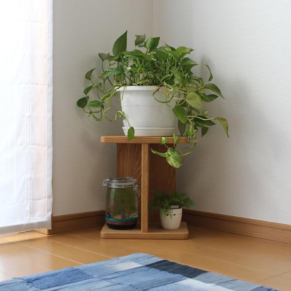 グリーン スタンド B 観葉植物台 無垢材 天然木 ナイトテーブル サイド