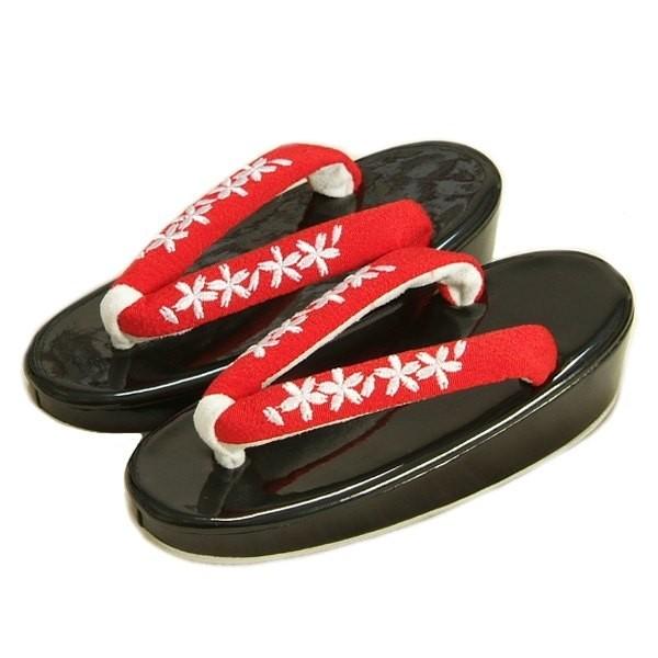 京美 七五三 草履単品 3〜5歳用 草履判黒 鼻緒刺繍柄 中サイズ 日本製