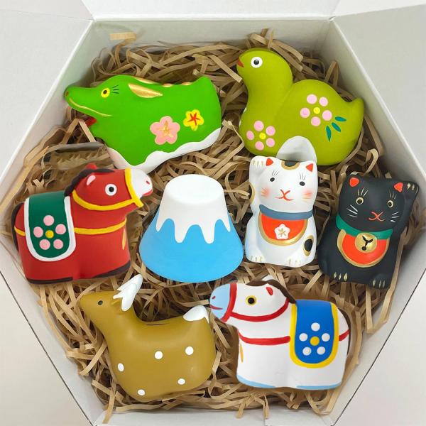 中川政七商店 陶製みくじ ボックスセット 8個入り 干支 正月 鹿 富士山