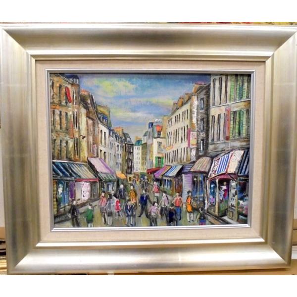 絵画 油絵 小澤勇寿郎 作 パリの街・ムフタール 6号サイズ インテリア