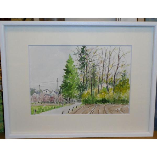 絵画 水彩画 横尾武之 作 「川越市・巨大クヌギの思い出」 風景画