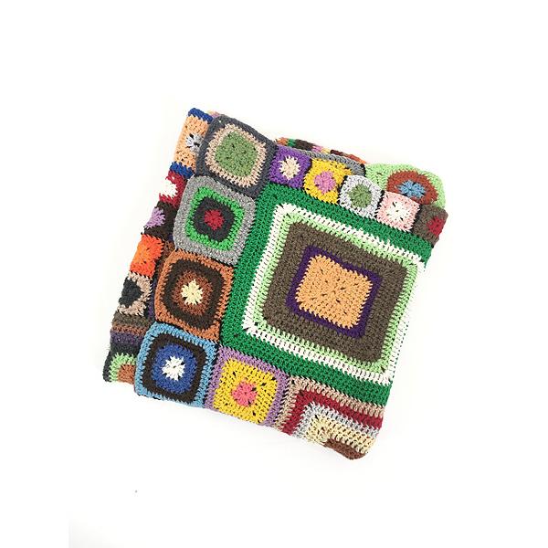 雑貨 古着 70s カラフル マルチ スクエア クロシェ ニット