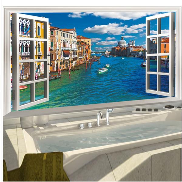癒しの3D窓 ウォールステッカー 水の都 街並み 騙し絵 トリックアート
