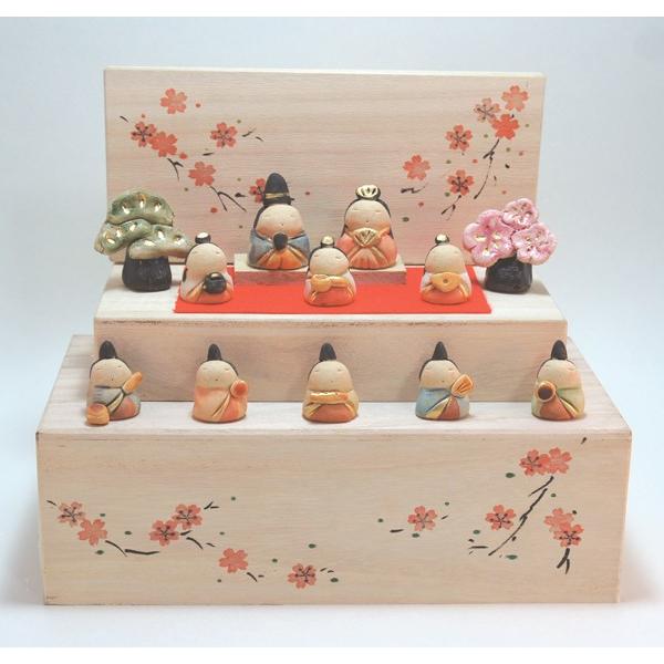 雛人形 コンパクト 陶器 小さい 可愛い ひな人形/ 花木箱 雛段飾り