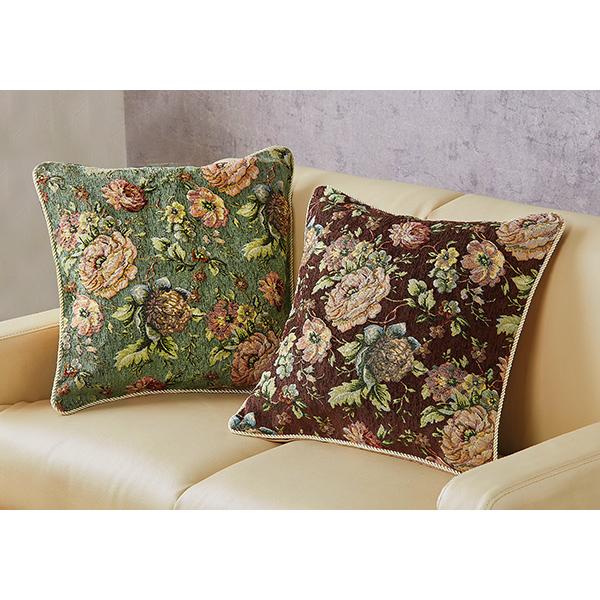 ゴブラン調フリル付ソファーパッド クッションカバー同色2枚組 : は