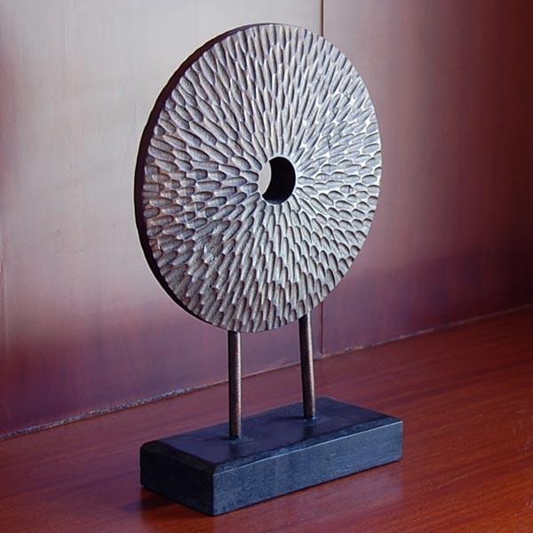 オブジェ アジアンオブジェ 置物 木彫り プリミティブディスク バリ