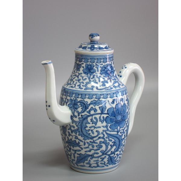 青華牡丹唐草紋水注 井上春峰造 本体のみ : 茶道具商 越中屋 - 通販