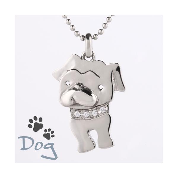 パグ ネックレス レディース スワロフスキー シルバー 可愛い 犬
