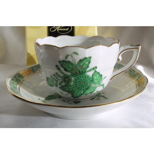 ヘレンド（HEREND） アポニーグリーン モカカップアンドソーサー AV711