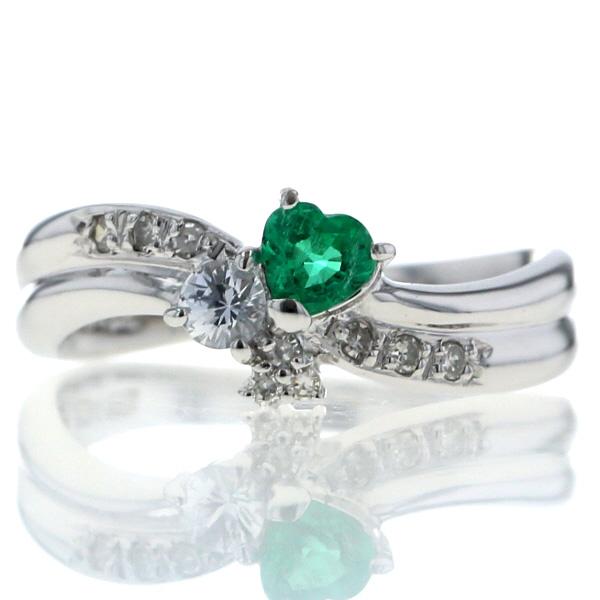 K14WG ホワイトゴールド リング エメラルド ホワイトサファイア