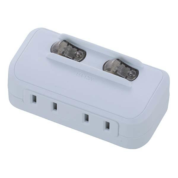 OHM（オーム電機） 電源タップ コードなし LED個別スイッチ 2個口 白