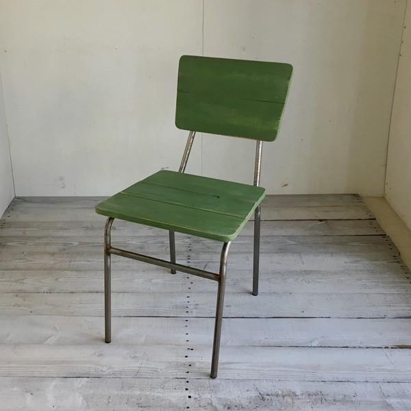 ダイニングチェア 木製 おしゃれ スチール脚 スクエア グリーン 緑
