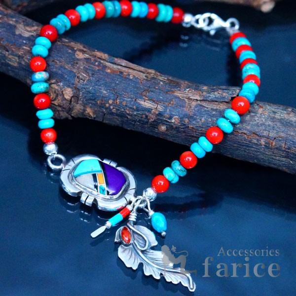 Indian Jewelry インディアンジュエリー フェザー 羽 ズニ族 天然石