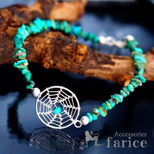 Indian Jewelry 天然石 グリーンターコイズ ドリームキャッチャー 緑