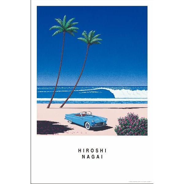 永井博 BLUE CAR AND THE BEACH ポスター〔新品〕 TX-1856