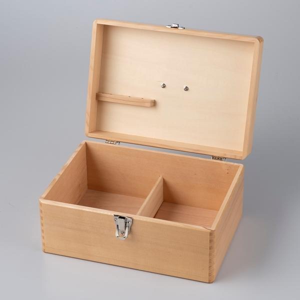 あられほぞ組加工 日本製 木製救急箱 280mm×200mm×140mm