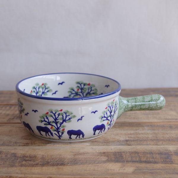 ポーランド食器 ポーリッシュポタリー 持ち手付き ボウル グラタン皿