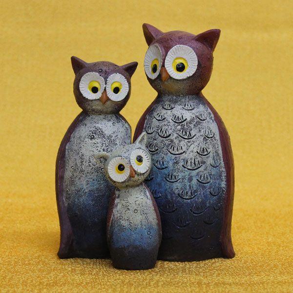 フクロウの置物 インテリア ふくろう 雑貨 風水【ふくろう3匹W-119
