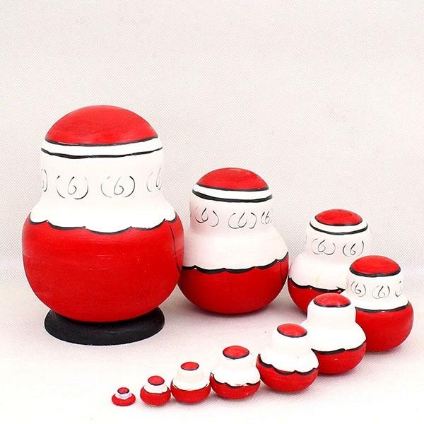 マトリョーシカ ロシア民芸品 マトリオーシカ サンタ 手作り人形 10個