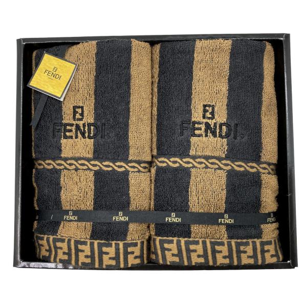 FENDI（フェンディ） フェイスタオル 2枚セット ロゴ入り ズッカ柄