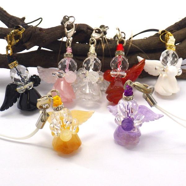 開運 天然石 天使 エンジェル ストラップ パワーストーン お守り 開運