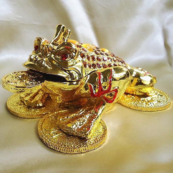 開運 三本足 カエル 置物 風水 玄関 縁起 かわいい 三脚蟾蜍 ライン