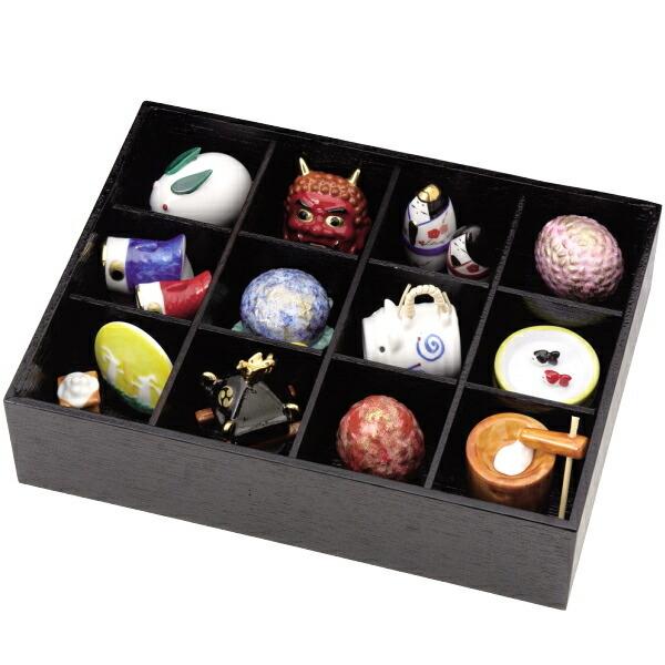 日本製 松花堂 四季飾り 磁器 木箱入り 飾り物 玄関飾り インテリア