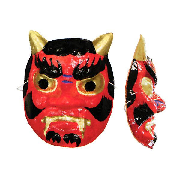 くわえ面 咥え面 お面 赤鬼 面 お稽古 能面 小道具 祭り 踊り 舞台