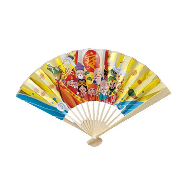 伏見上野旭昇堂 uen-5211 ミニ飾り扇子「開運・招福柄 七福神宝船」5寸