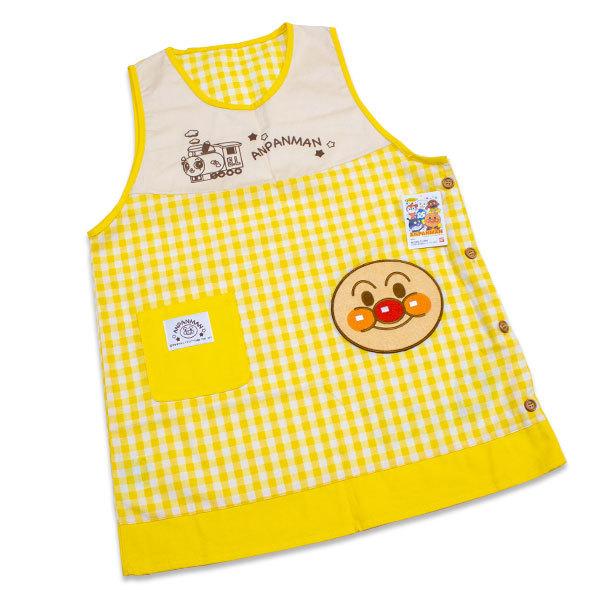 送料無料 アンパンマン 大人用 エプロン 約79×55cm イエロー かぶり