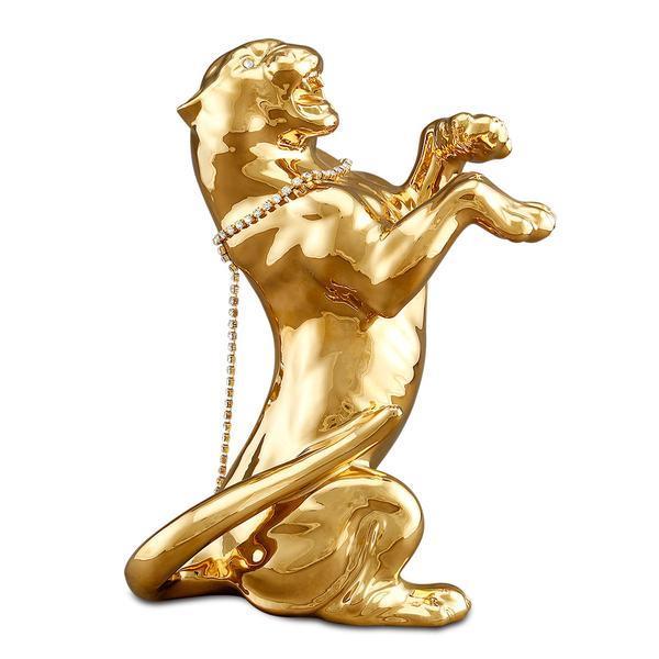 陶器 動物 タイガー トラ ゴールド 置物 イタリア製 完成品 アニマル