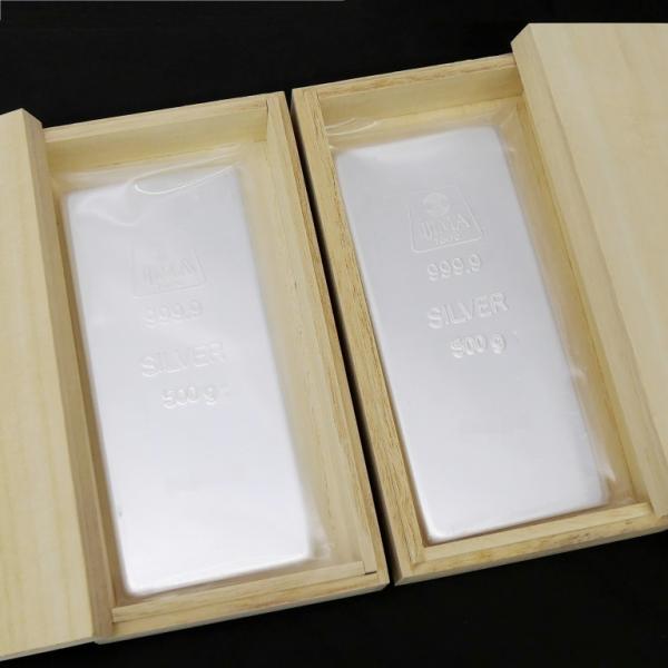 井嶋金銀工業 純銀 インゴット [桐箱付] 500g×2本セット シルバー