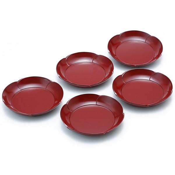 山田平安堂 銘々皿 捻梅 （5枚組） 菓子皿/漆塗り/漆器 : 漆器 山田