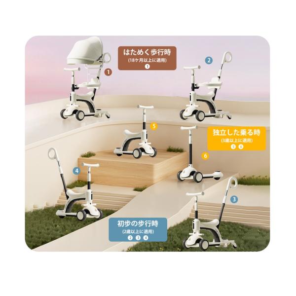 子供用三輪車 折りたたみ 6in1 セーフティーガード キックボード