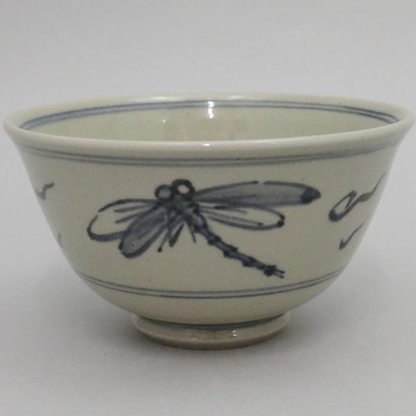 茶道具 抹茶茶碗 膳所焼き 安南写し とんぼ 岩崎新定作 陽炎園 茶道