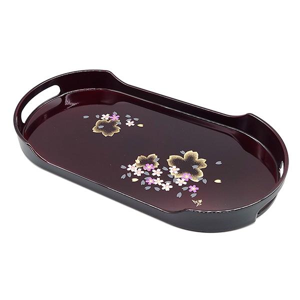 お盆 トレー 溜塗 紀州漆器 コーヒーカップ さくら 日展作家 橋爪靖雄