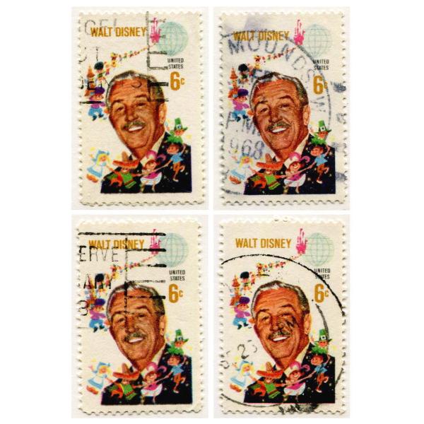 Disney（ディズニー） ウォルト・ディズニー 切手 使用済み4枚 発行国